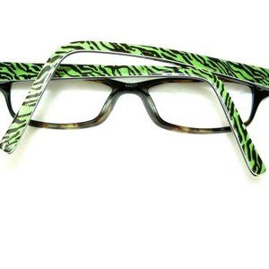 Thalia Eyeglass Frames 53-17-140 Filipa Tortoise Shell Neon Green Glitter Tiger